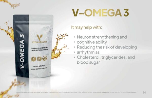 VITAL HEALTH V-OMEGA 3-90 CAPSULES PER BAG - Image 3